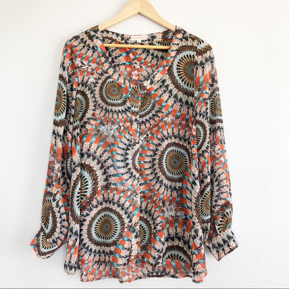 Dani Collection Colorful Patterned Top Sz Large - image 1